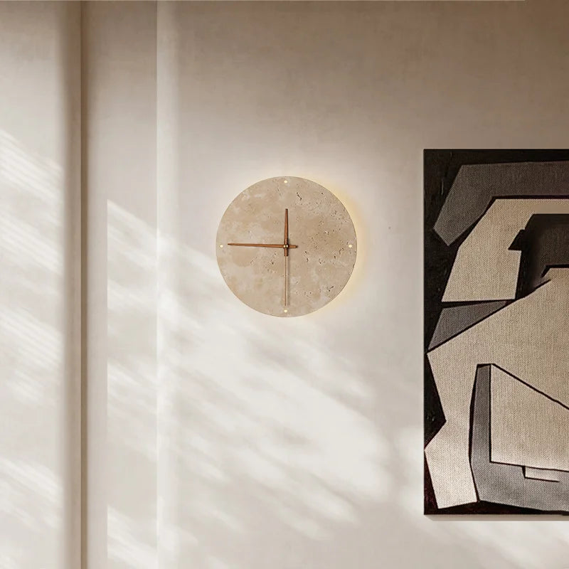 Wall Clock with Natural Stone Design and LED Ambient Lighting 30 cm 2