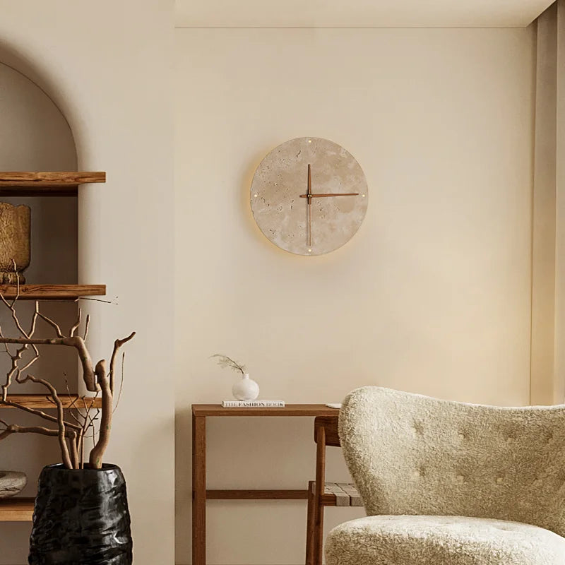 Wall Clock with Natural Stone Design and LED Ambient Lighting 30 cm 3
