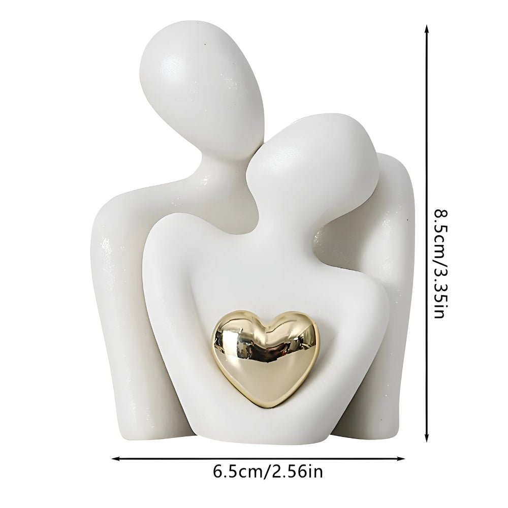Abstract Couple Sculpture with Golden Heart