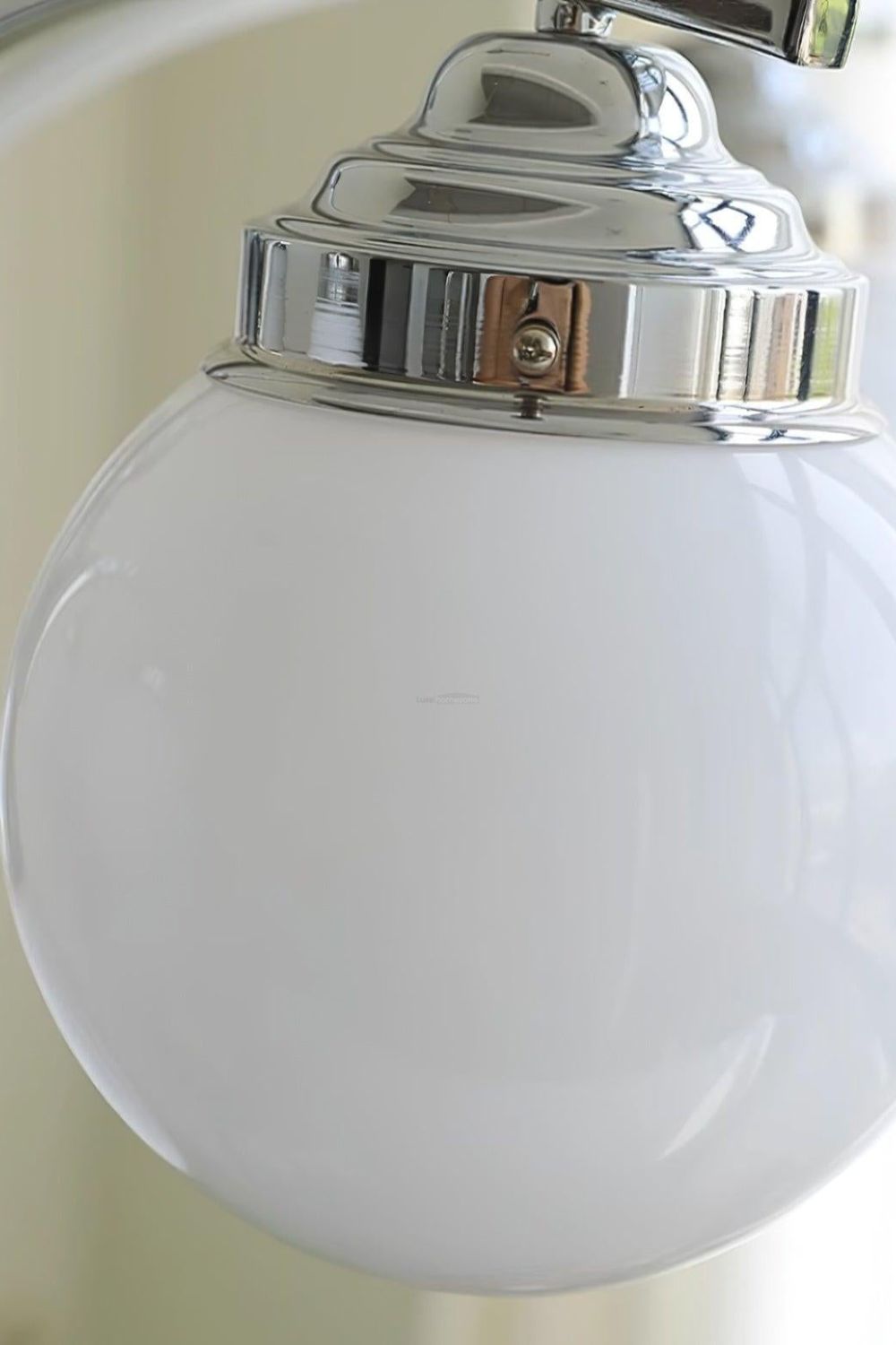 Art Deco Chandelier with Globe Shades and Chrome Arms