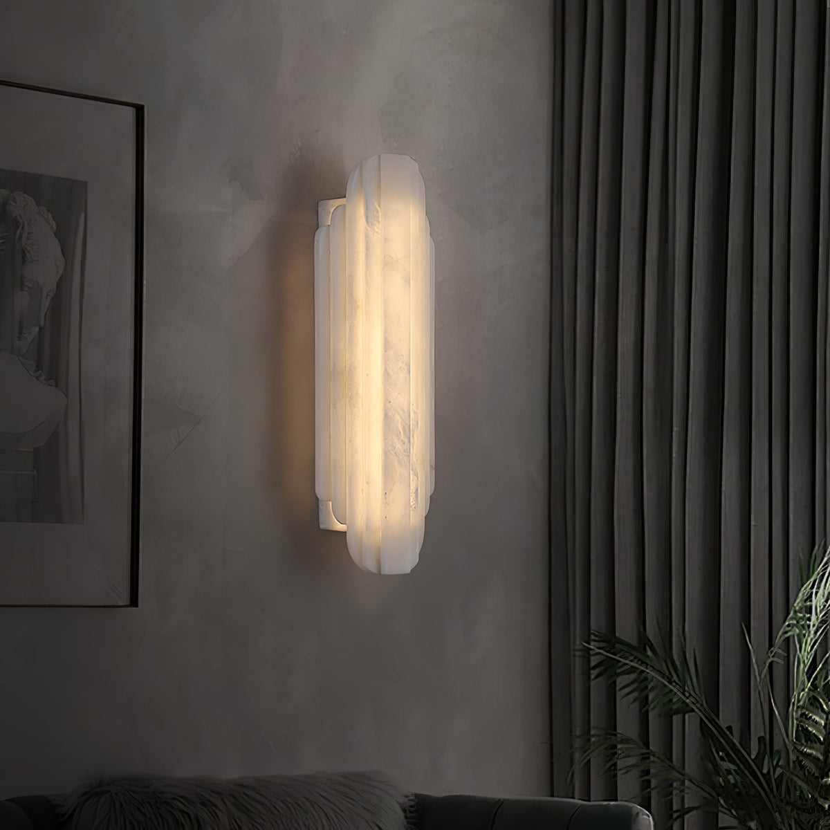 Art Deco Wall Lamp with Alabaster Shade and Integrated LED