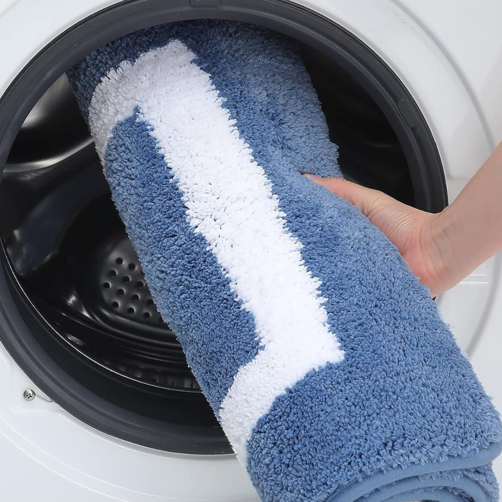 Bath Mat Non-Slip with Absorbent Border Design and Non-Slip Backing