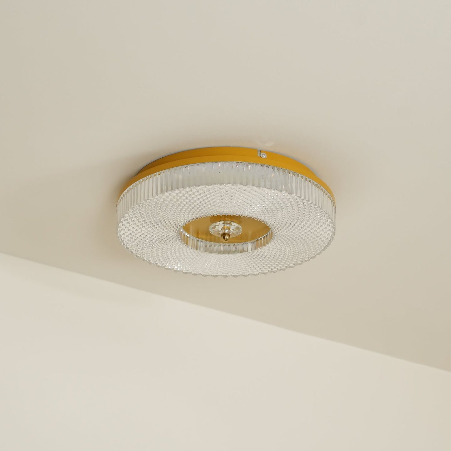 Ceiling Lamp Art Deco Style with Crystal-Effect Acrylic Diffuser and Round Design