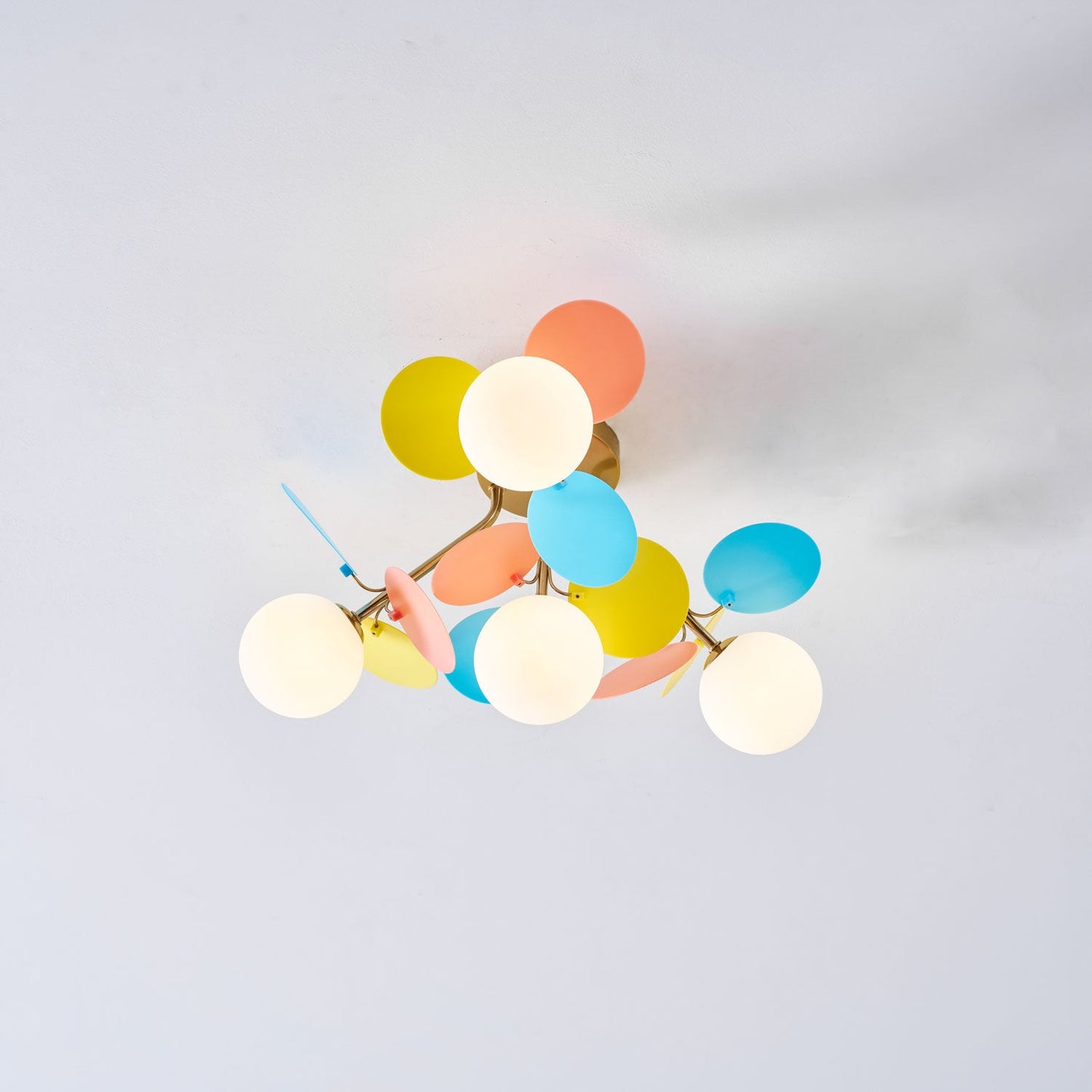 Ceiling Lamp Modern with Pastel Acrylic Discs and Globe Shades