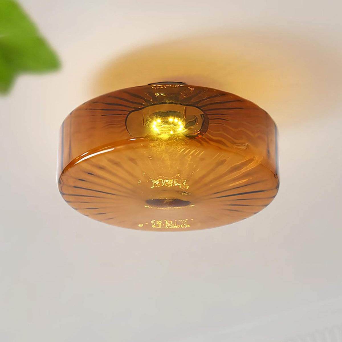 Ceiling Lamp Retro Bohemian Glass Shade with Sunray Pattern