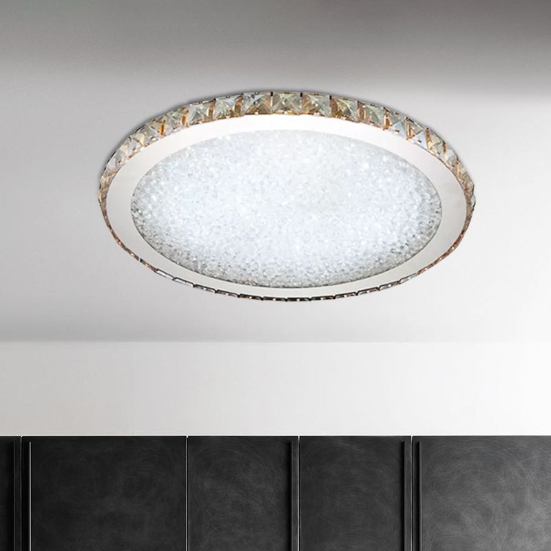Crystal Ceiling Light Modern Round LED Flush Mount with Sparkling Crystal Border