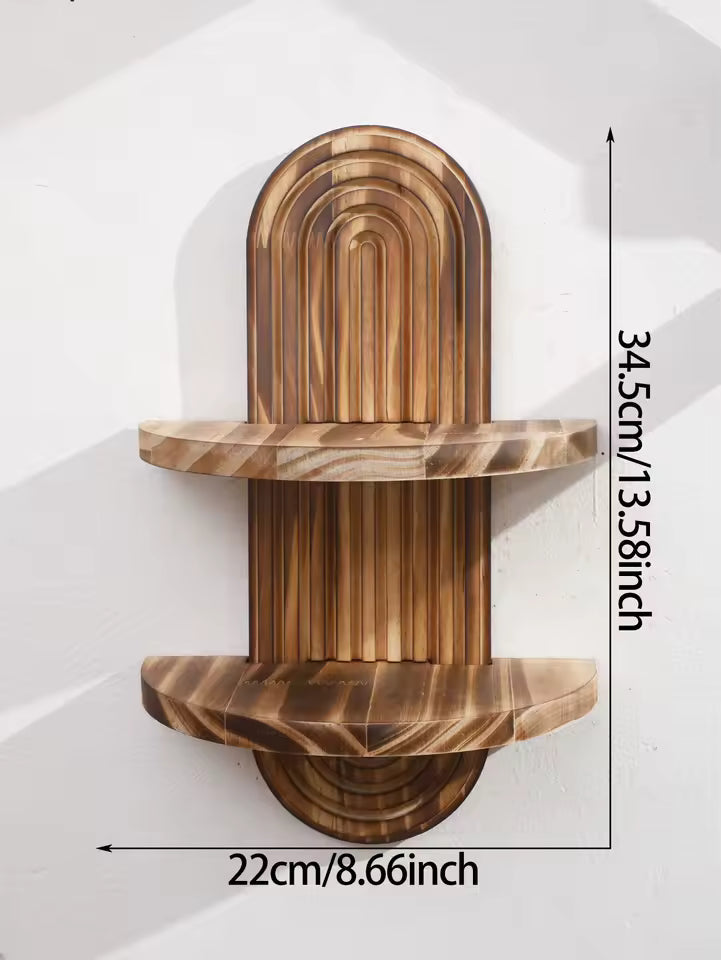 Floating Wall Shelf with Fluted Arch Backplate and Rounded Silhouette