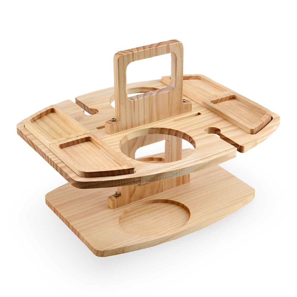 Foldable Wooden Picnic Table with Wine Holder