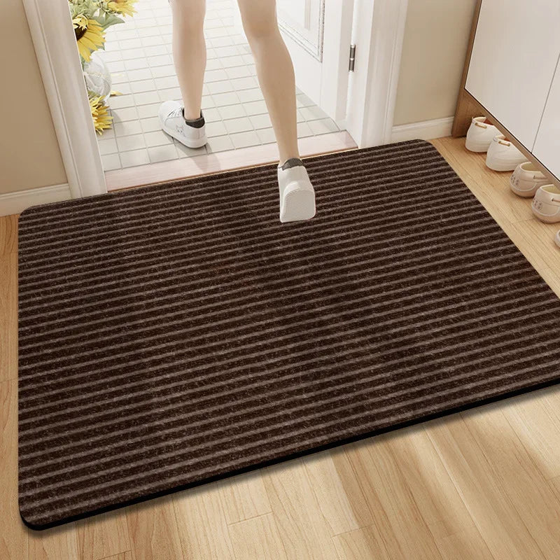 Indoor Outdoor Doormat with Anti-Slip Backing and Ribbed Stripe Design