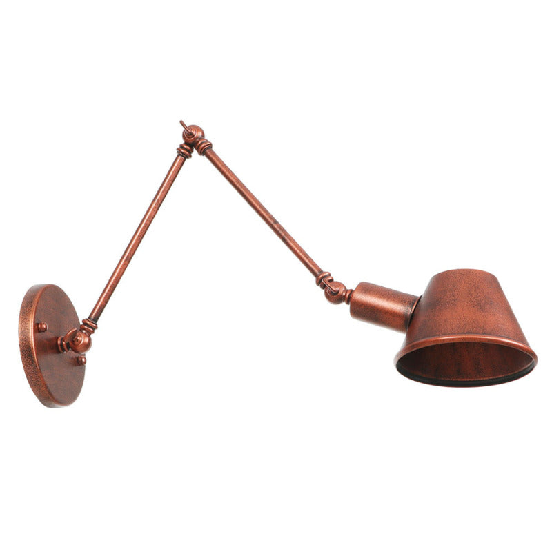 Industrial Wall Lamp with Adjustable Swing Arm and Cone Shade