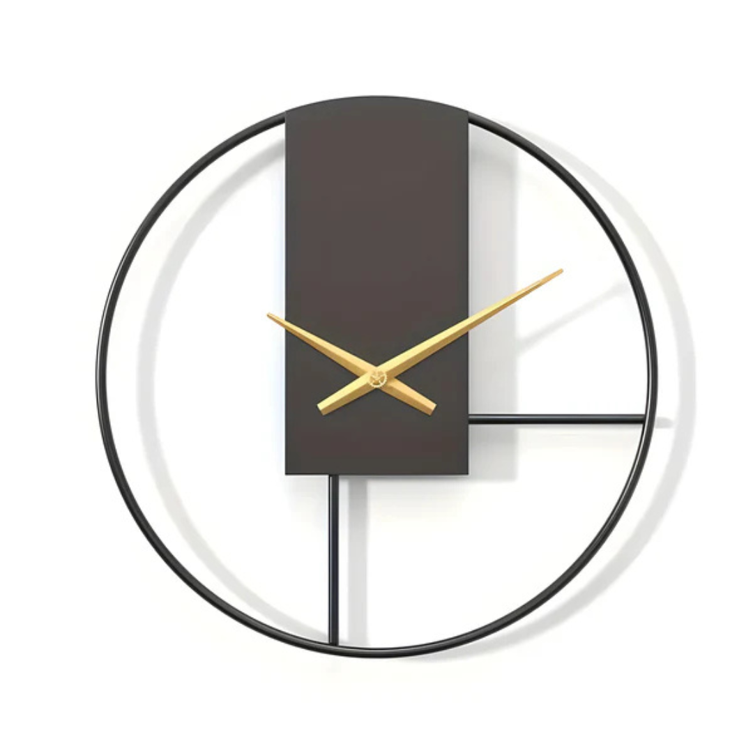 Large Round Wall Clock Minimalist with Silent Quartz Movement and Gold Hands