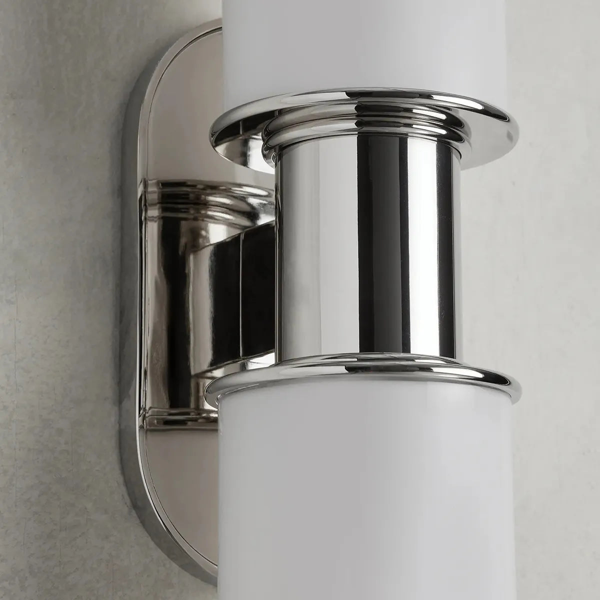 Modern Double Wall Sconce with Milk Glass Shades