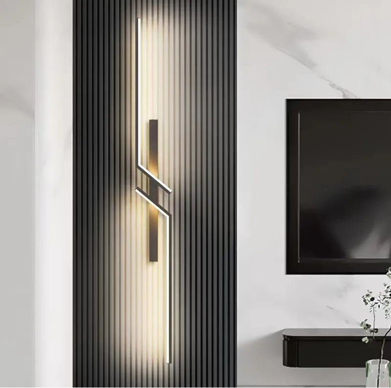 Modern LED Wall Lamp Geometric Linear Design with Adjustable Light Color