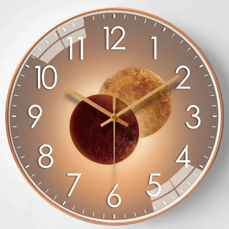 Modern Round Wall Clock with Silent Quartz Movement and Decorative Dial Design