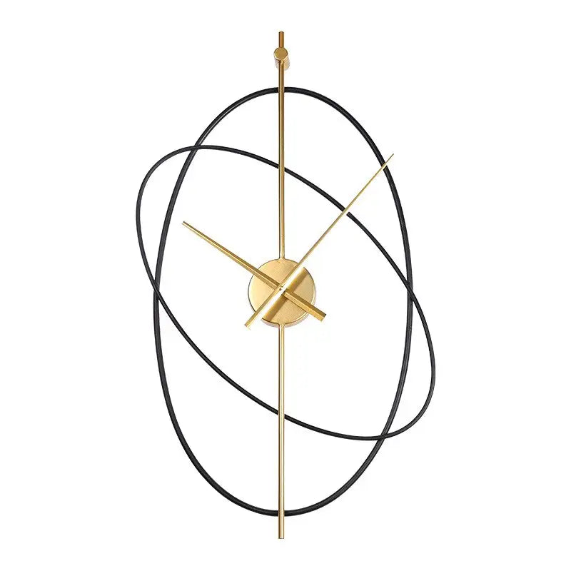 Modern Wall Clock with Overlapping Oval Rings and Silent Quartz Movement