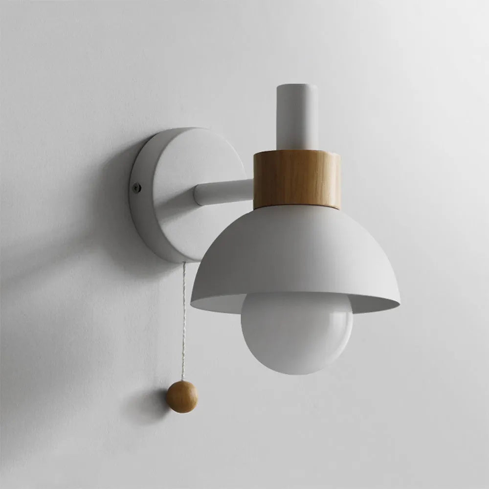 Modern Wall Lamp with Dome Shade and Pull Cord