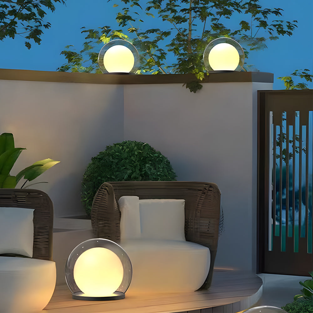Outdoor Globe Pillar Lamp Modern with Dual-Layer Globe and E27 Fitting for Garden and Fence