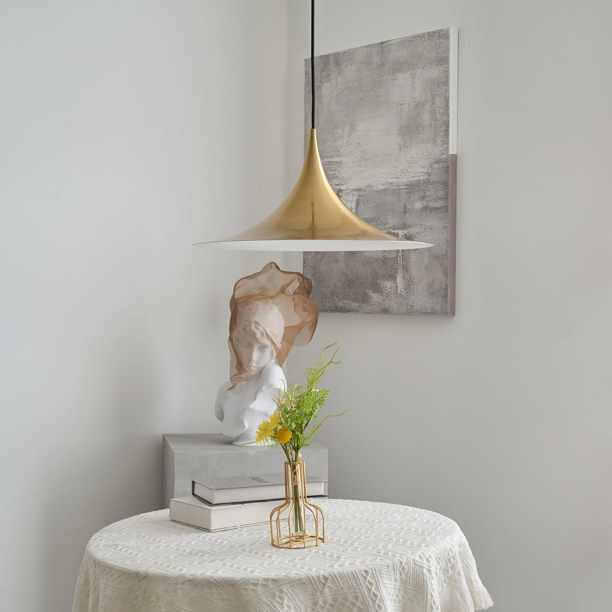 Pendant Lamp Minimalist with Flared Shade and Adjustable Cord