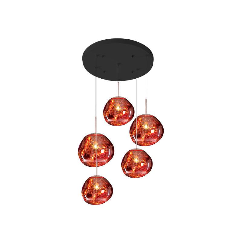 Pendant Lamp Modern with Sculptural Irregular Glass Shades Multi-Head Cluster