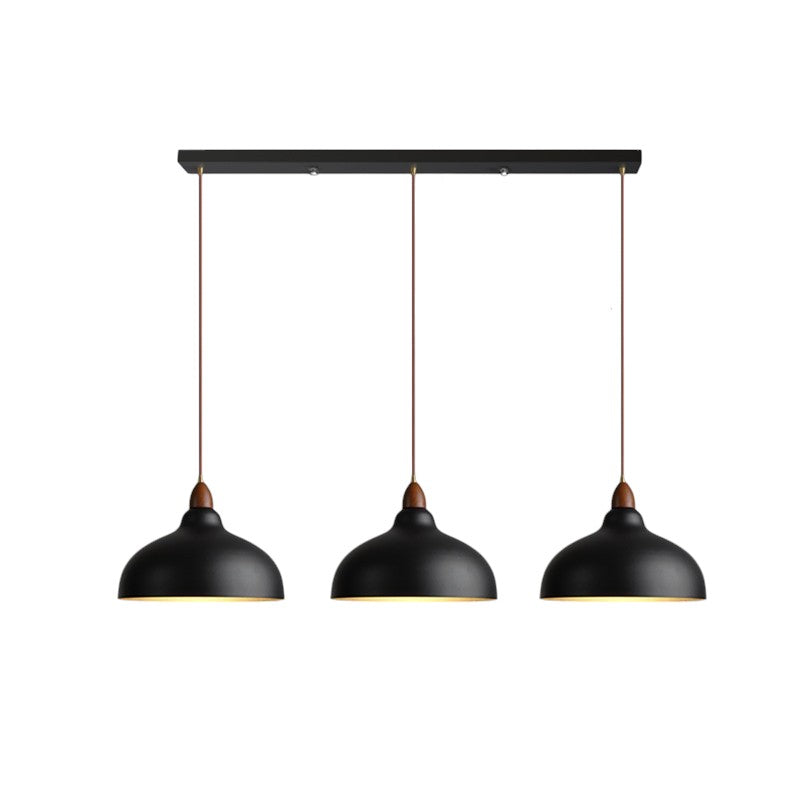 Pendant Lamp Scandinavian with Dome Shade and Wood Detail