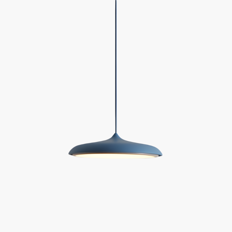 Pendant Lamp Scandinavian with Flat Round Shade and Integrated LED
