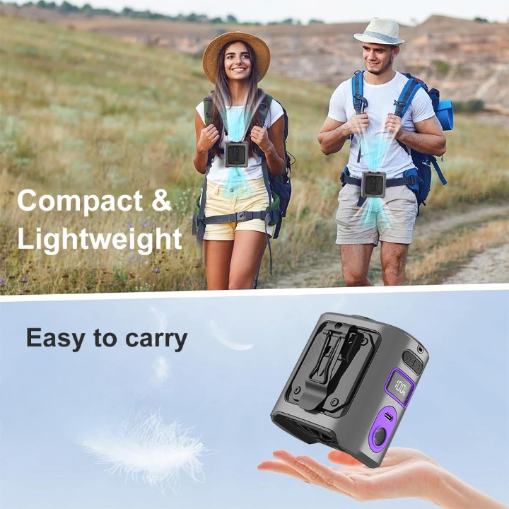Portable Waist Fan with 8000 mAh Power Bank and LED Light