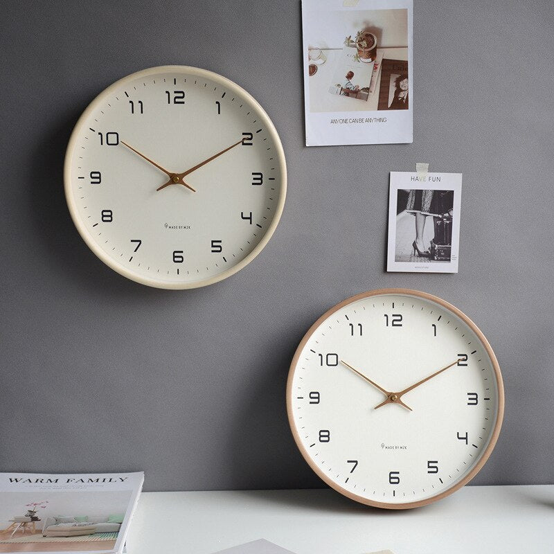Round Wall Clock Scandinavian Minimalist Design with Quartz Movement