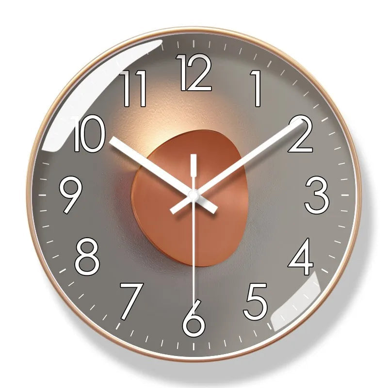 Round Wall Clock with Silent Quartz Movement and Pendulum Disc Design