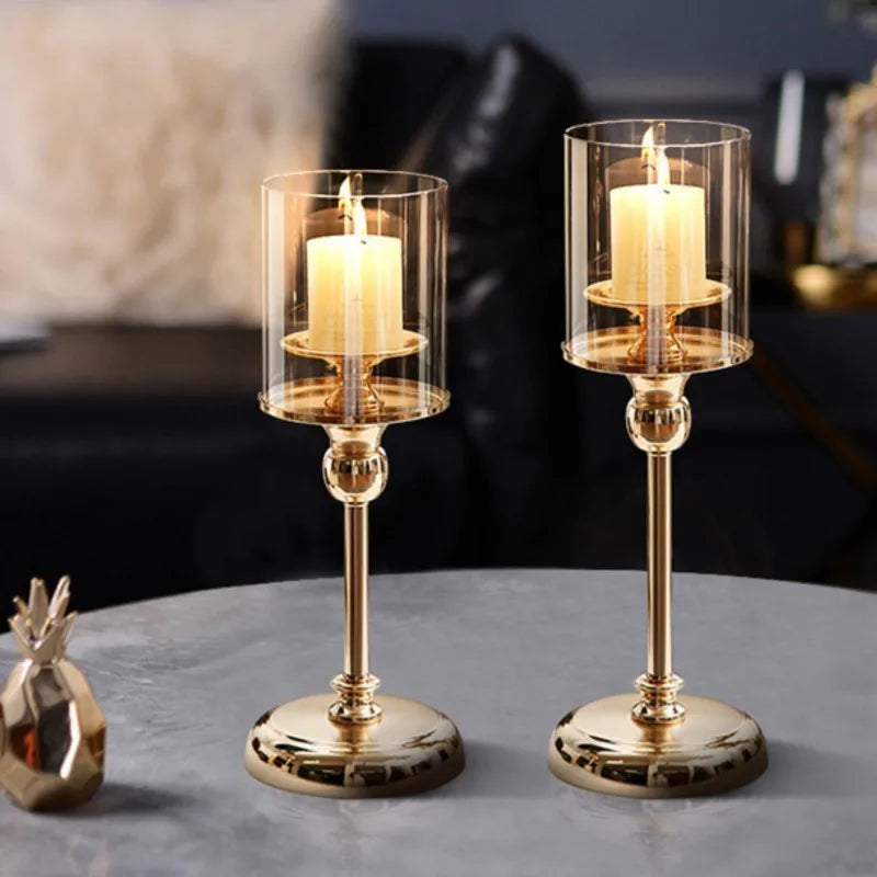 Scandinavian Candle Holder with Glass Shade