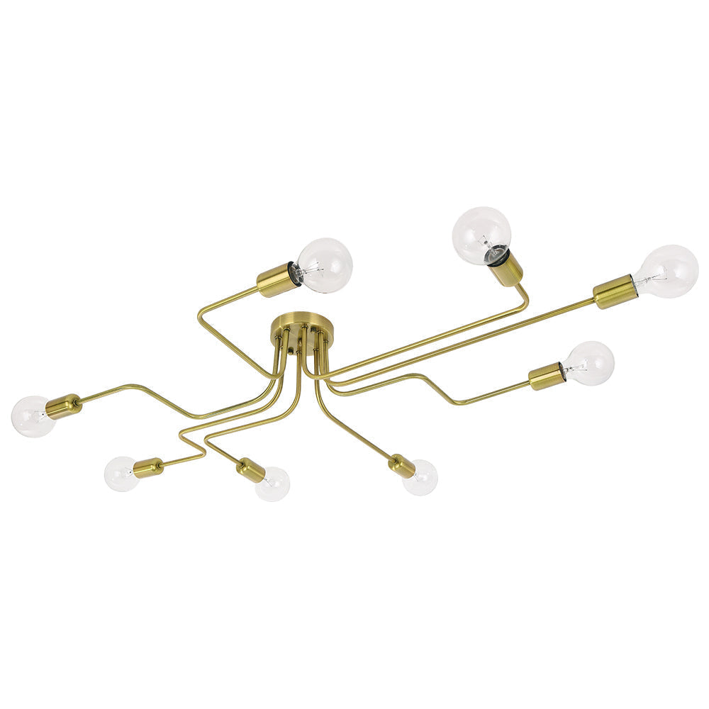 Semi Flush Ceiling Light Industrial Sputnik Style with 8 Bulb Sockets