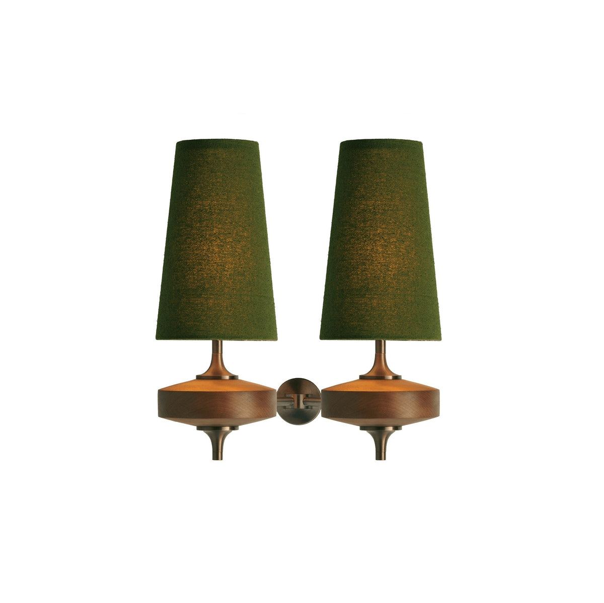 Wall Lamp Retro with Wood and Brass Body and Cone Shade