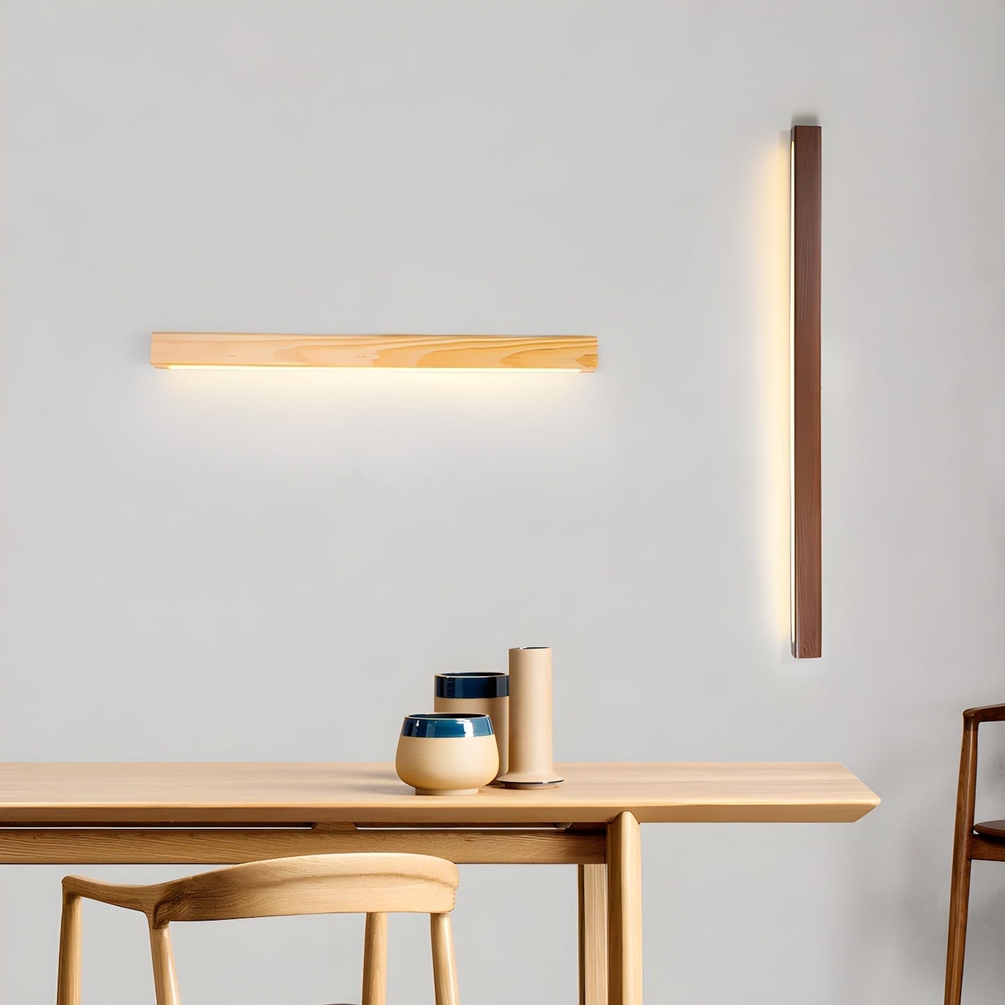 Wall Lamp Scandinavian Linear Wood LED with Integrated Light Strip