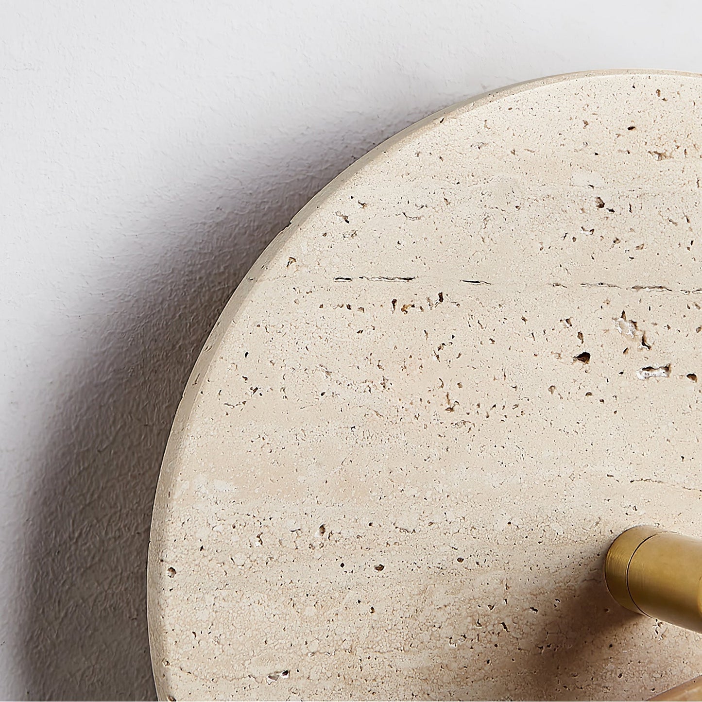 Wall Lamp Scandinavian Travertine Disc with Adjustable Spotlight and Pull Chain Switch
