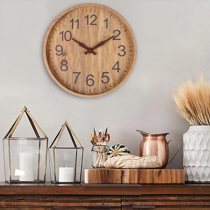 Large Wooden Wall Clock with Quiet Mechanism and Easy-to-Read Numbers 1