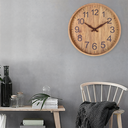 Large Wooden Wall Clock with Quiet Mechanism and Easy-to-Read Numbers 4