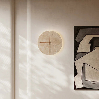 Wall Clock with Natural Stone Design and LED Ambient Lighting 30 cm 2