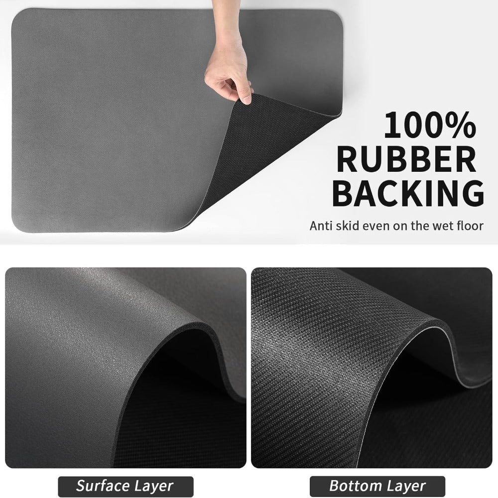 Absorbent Dish Drying Mat with Non-Slip Rubber Backing for Kitchen Counter