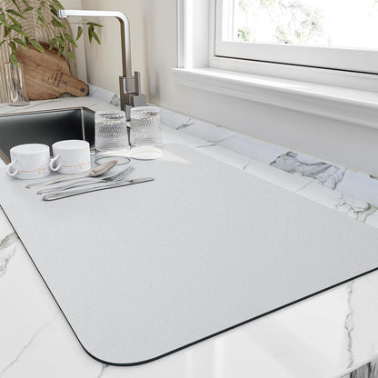 Absorbent Dish Drying Mat with Non-Slip Rubber Backing for Kitchen Counter
