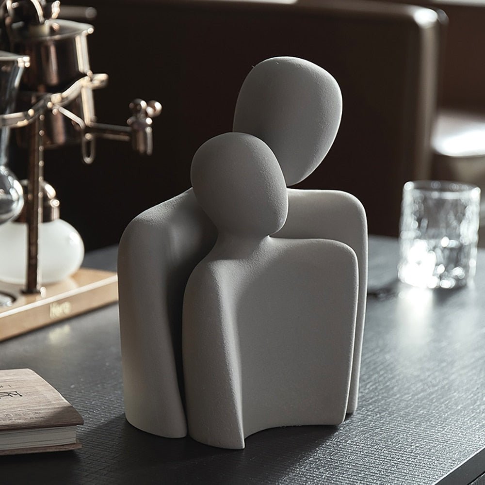 Abstract Couple Sculpture Set of 2 Figurines for Modern Home Decor