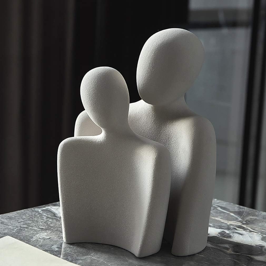 Abstract Couple Sculpture Set of 2 Figurines for Modern Home Decor