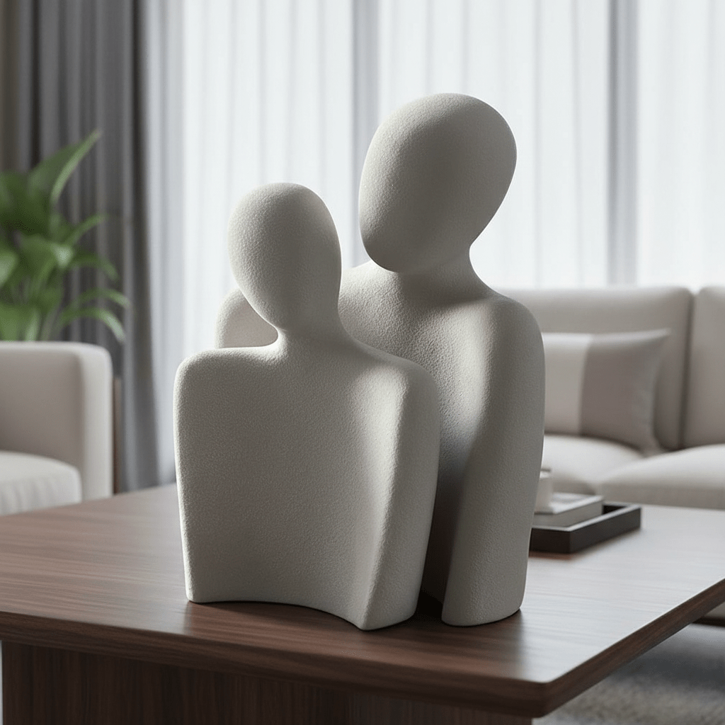 Abstract Couple Sculpture Set of 2 Figurines for Modern Home Decor