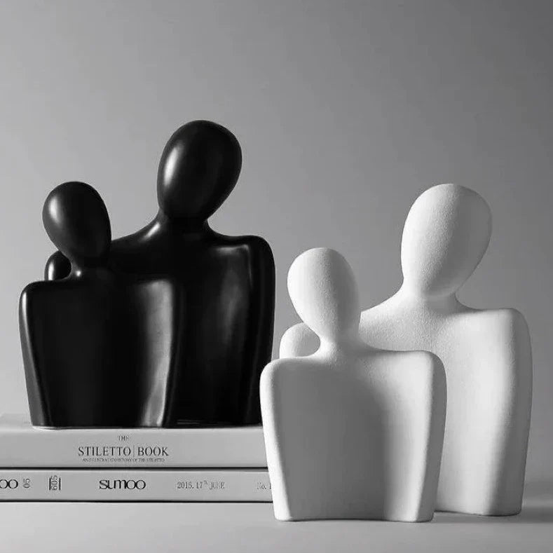 Abstract Couple Sculpture Set of 2 Figurines for Modern Home Decor