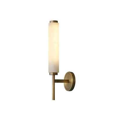 Alabaster Candle Style Wall Lamp with Brass Finish