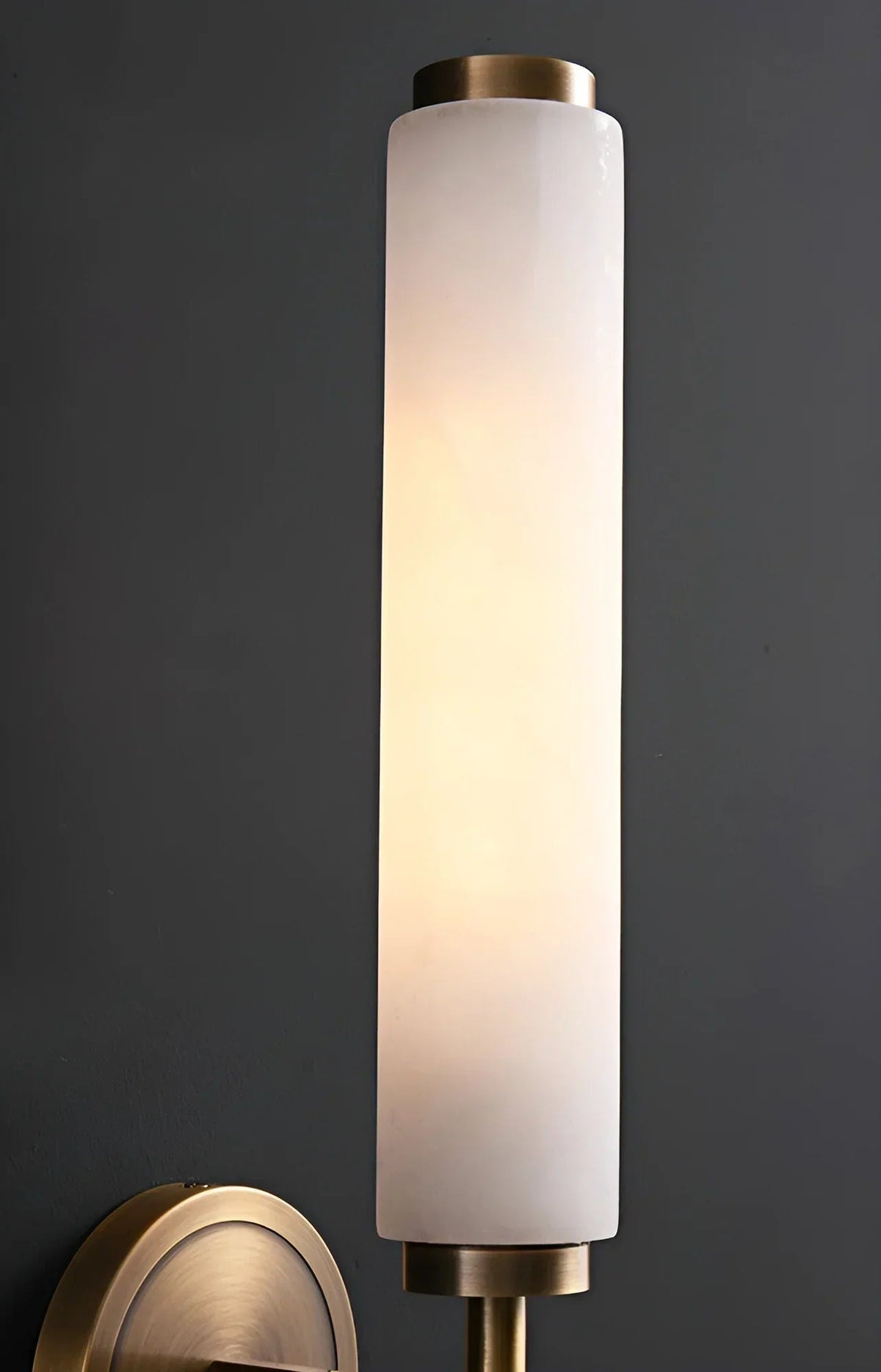 Alabaster Candle Style Wall Lamp with Brass Finish