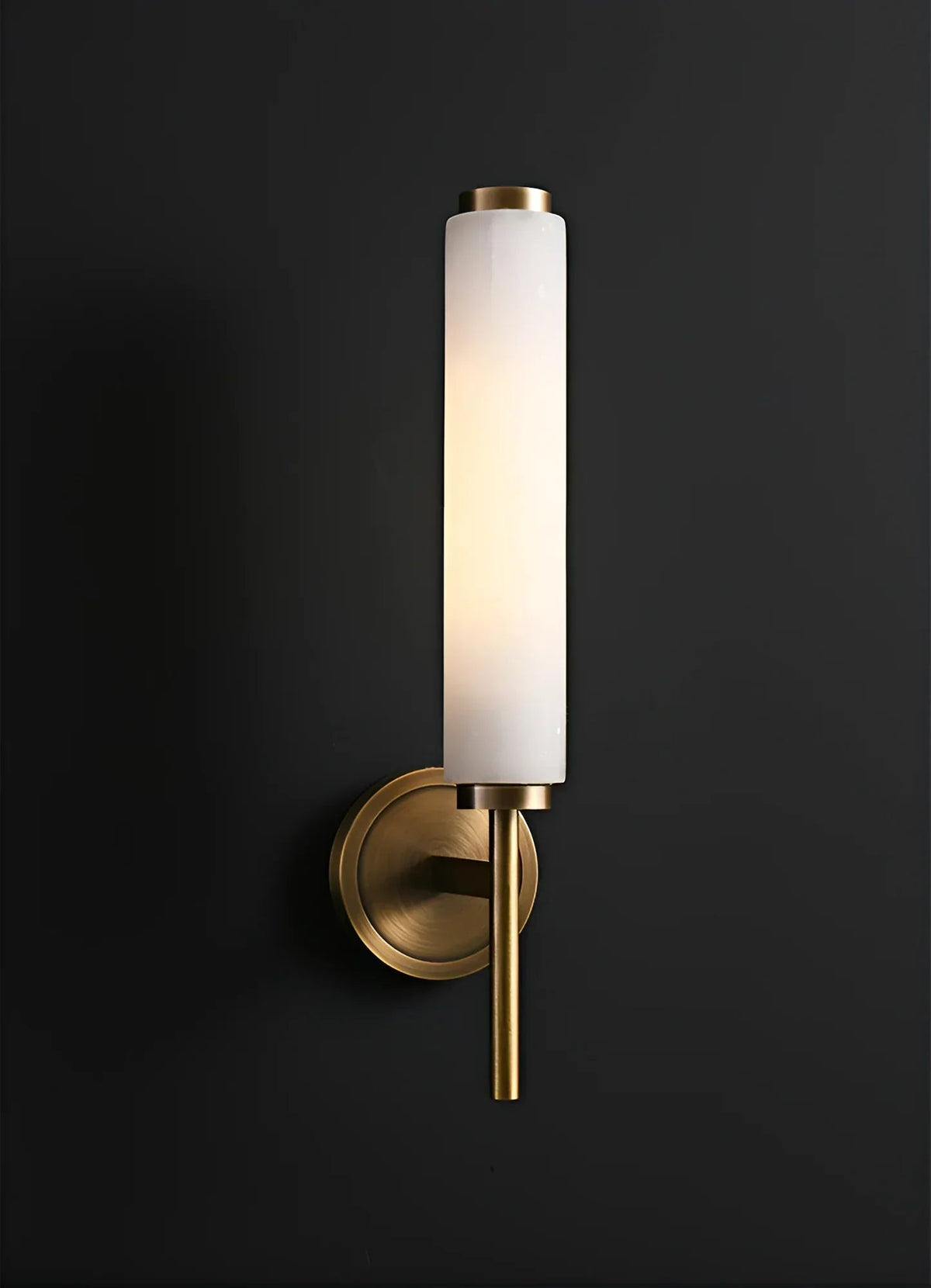 Alabaster Candle Style Wall Lamp with Brass Finish
