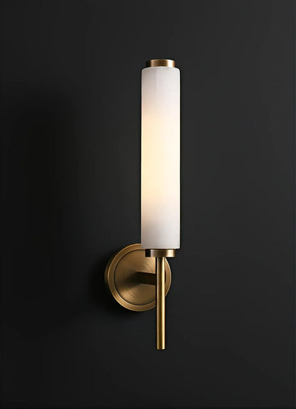 Alabaster Candle Style Wall Lamp with Brass Finish