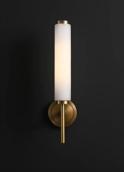 Alabaster Candle Style Wall Lamp with Brass Finish