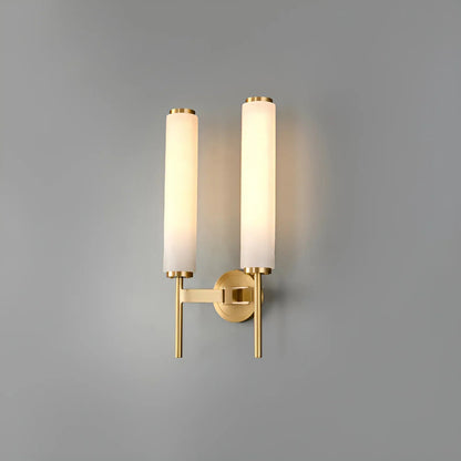 Alabaster Candle Style Wall Lamp with Brass Finish