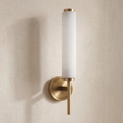 Alabaster Candle Style Wall Lamp with Brass Finish