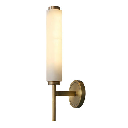 Alabaster Candle Style Wall Lamp with Brass Finish